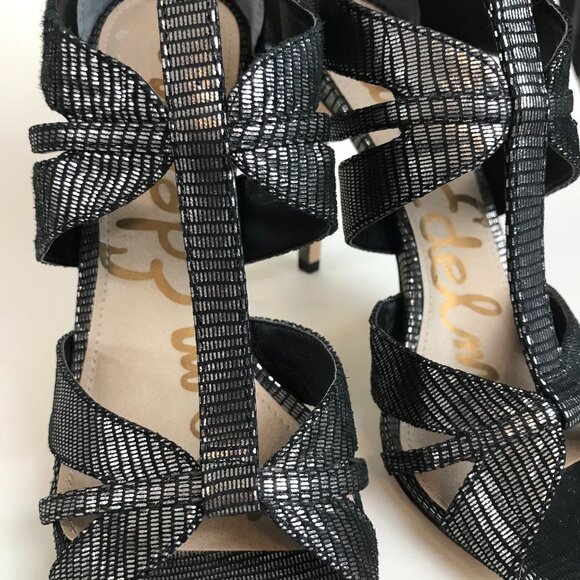 Sam Edelman Metallic Strappy Stiletto Sandals - Picture 6 of 9